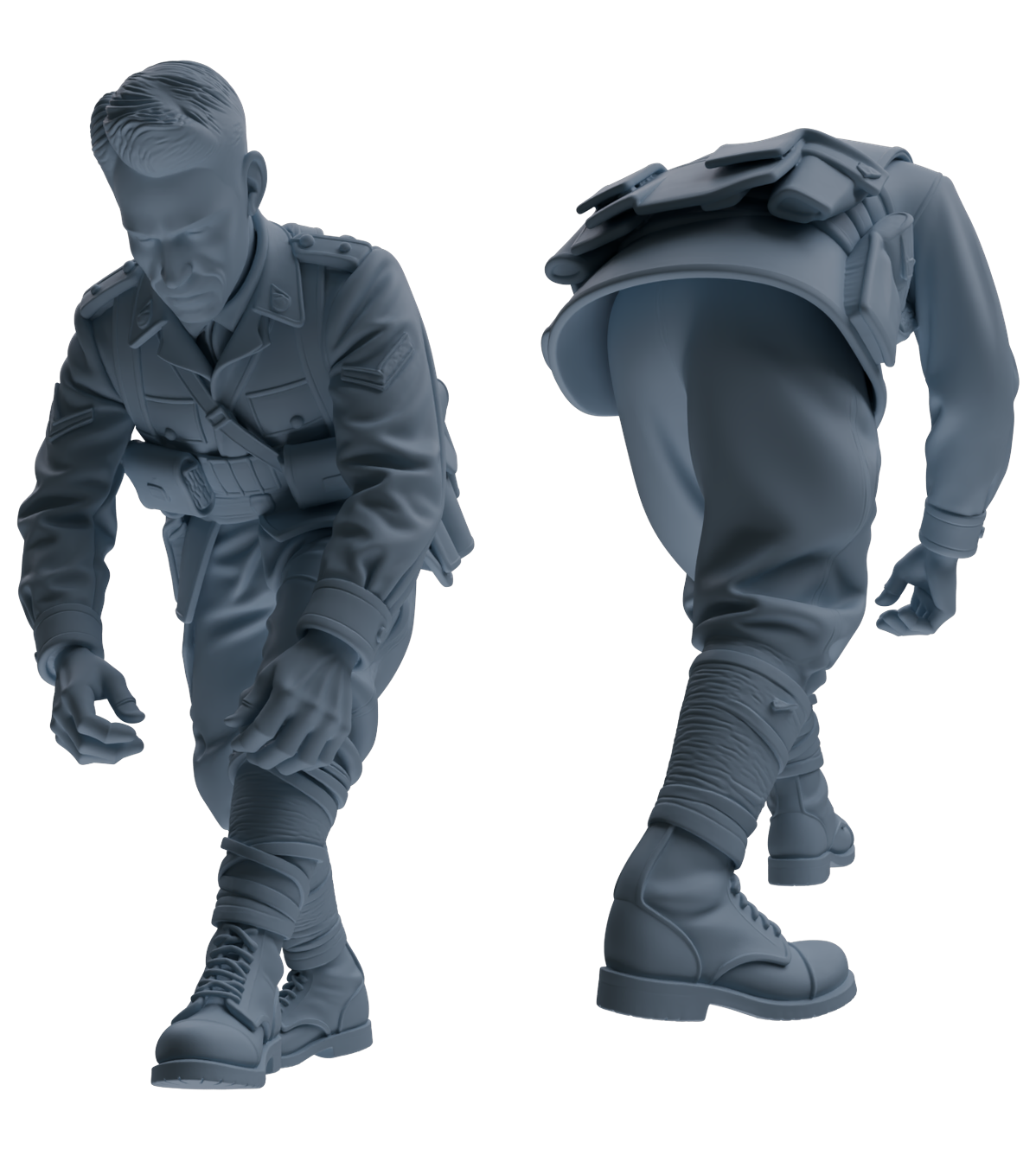 MRY-SFW SSTR210 Miniatures Soldier Model Kit WWII Soldier Organizing Gear Pose Modern Model 4 pcs