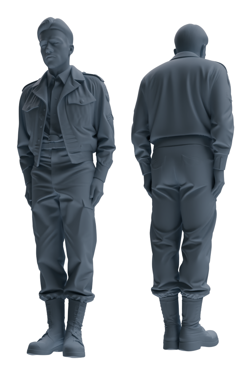 Detail view of MRY-SFW LYGR596 Historical WWII U.S. Army Six-Person Command Group Model