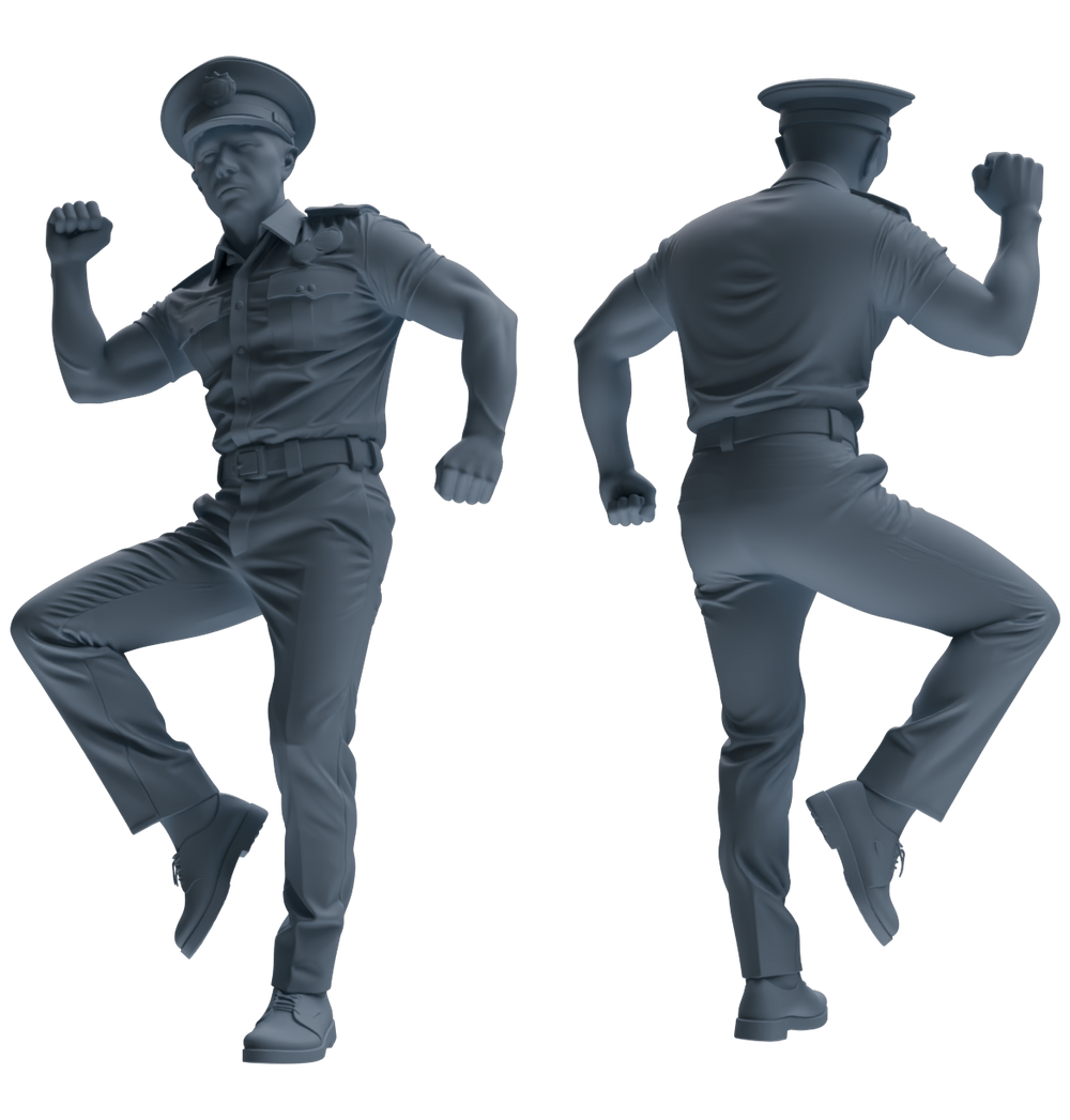Detail view of MRY-SFW LYGR769 Modern Hong Kong Police Six-Person Dancing Group Model