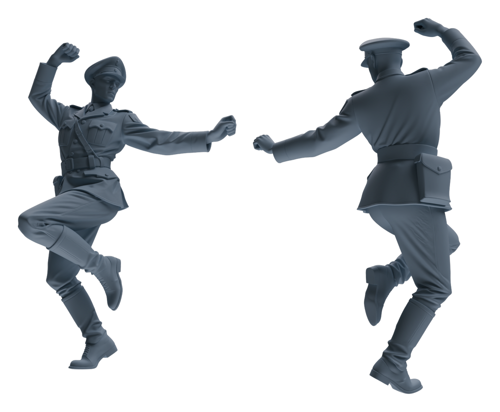 Detail view of MRY-SFW LYGR586 WWII French Army Five-Person Dancing Group Model