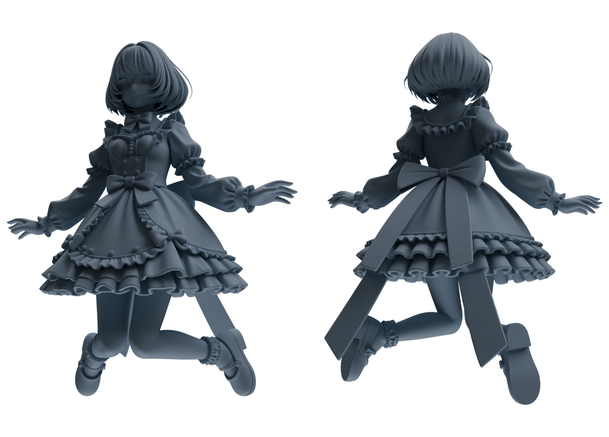 Detail view of MRY-SFW LYTR871 Lolita Girl Figure Modern Model 3 pcs Model