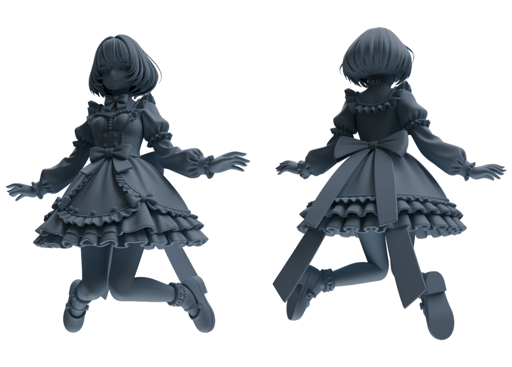 Detail view of MRY-SFW LYTR871 Lolita Girl Figure Modern Model 3 pcs Model
