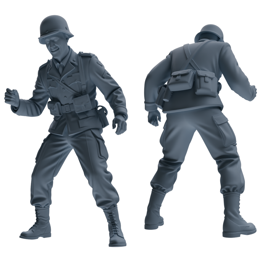 MRY-SFW SSTR195 Miniatures Soldier Model Kit Celebrating Soldier Pose Modern Model 4 pcs