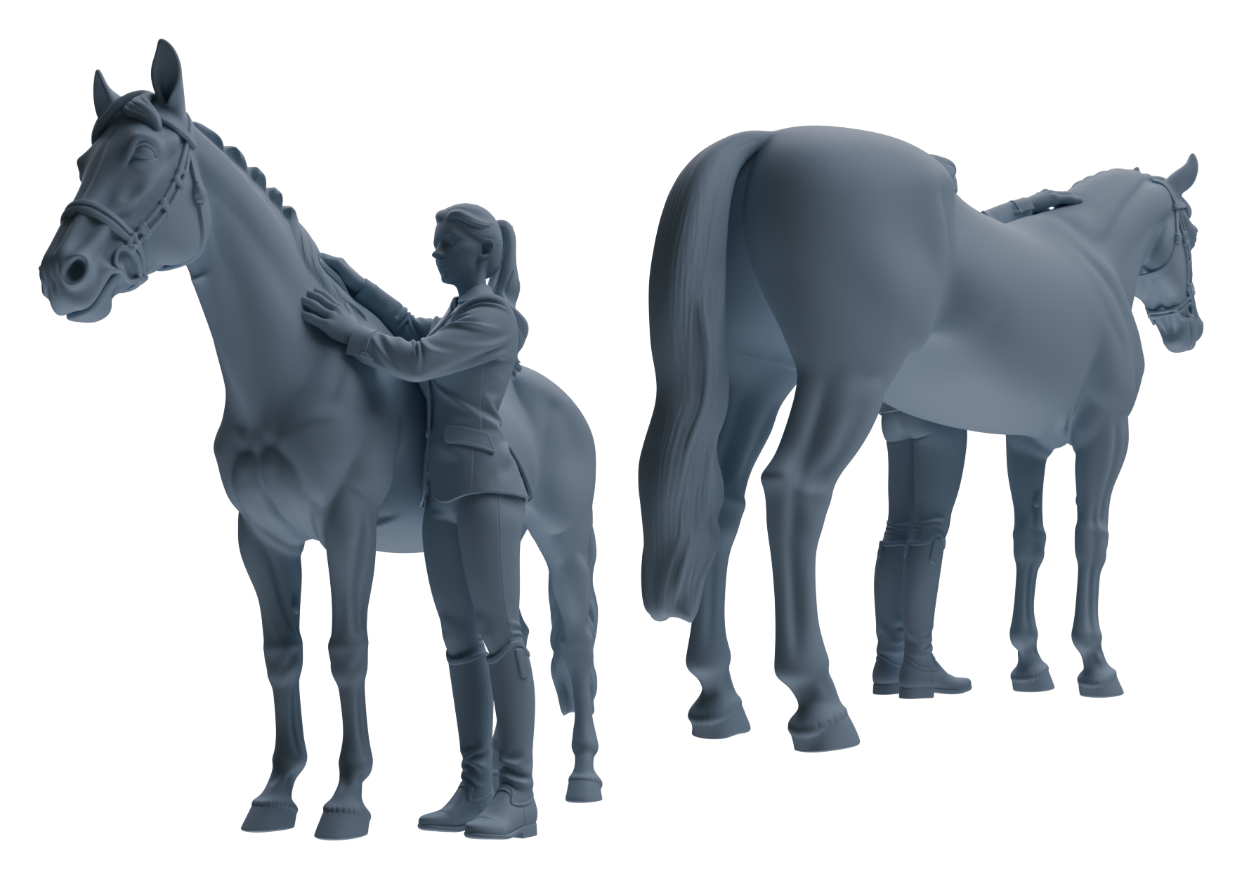 Detail view of MRY-SFW LYTR905 Horse Trainer with Horse Modern Model 4 pcs Model