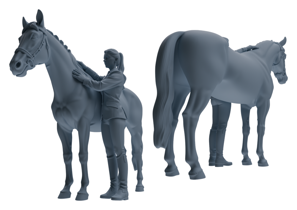 Detail view of MRY-SFW LYTR905 Horse Trainer with Horse Modern Model 4 pcs Model