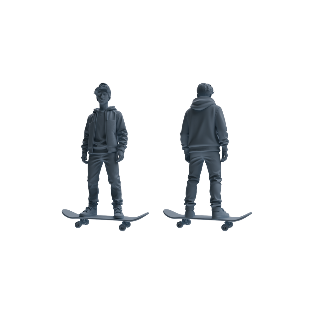 Detail view of MRY-SFW LYTR788 Skateboard Scooter Figure Modern Model 4 pcs Miniature Car Diorama Figures Scene Props Accessories Resin Model