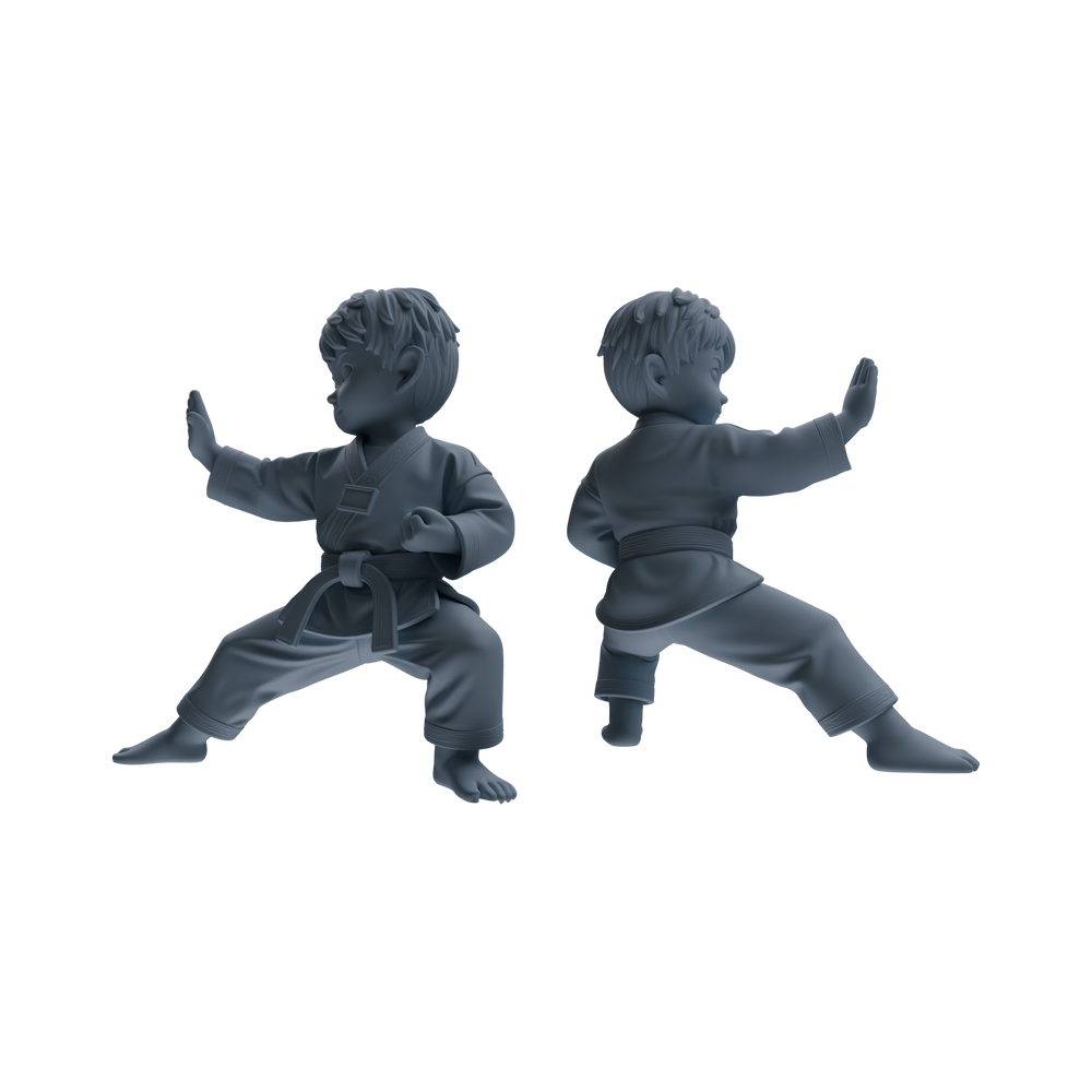 Detail view of MRY-SFW LYTR817 Cartoon Karate Child Figure Modern Model 3 pcs Miniature Car Diorama Figures Scene Props Accessories Resin Model