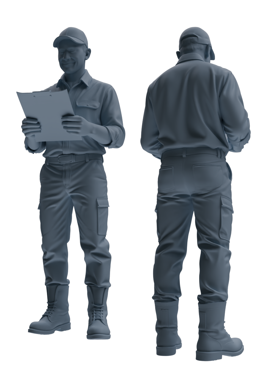 Detail view of MRY-SFW LYTR916 Farm Worker Multi-pose Modern Model 3 pcs Model