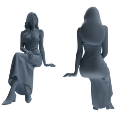 Detail view of MRY-SFW LYTR895 Satin Dress Woman Figure Modern Model 3 pcs Model