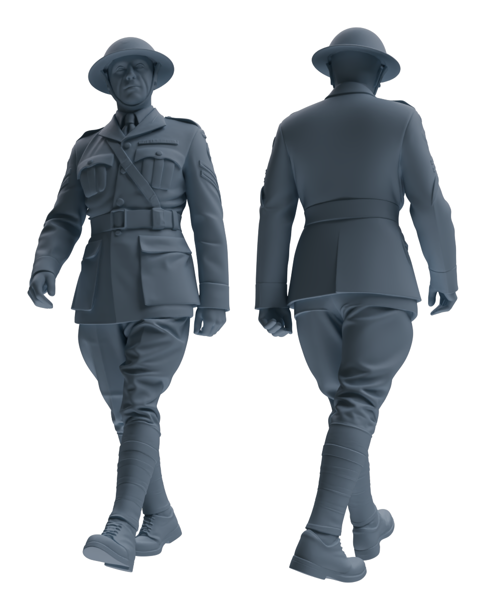 Detail view of MRY-SFW LYGR599 Historical WWII British Army Six-Person Daily Routine Model