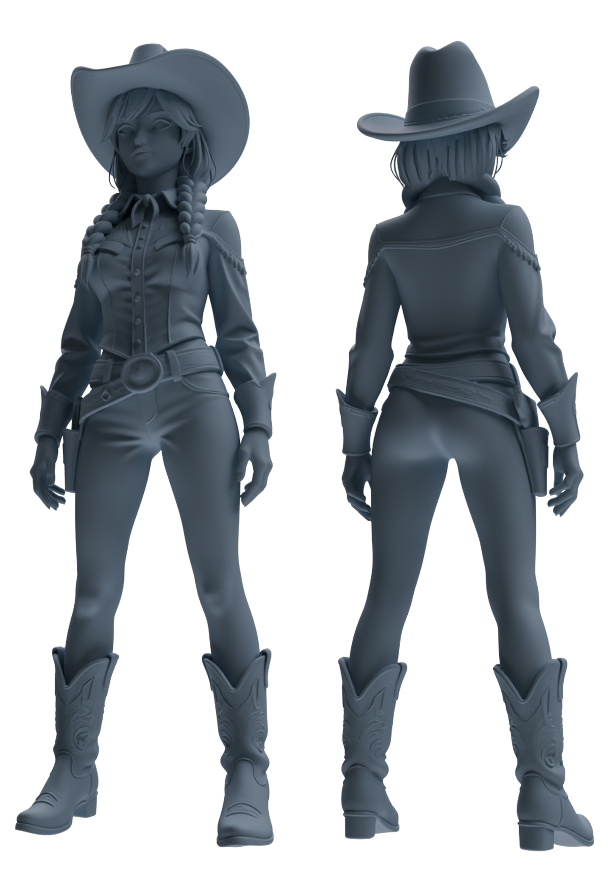 Detail view of MRY-SFW LYTR893 Cowboy Style Girl Modern Model 4 pcs Model