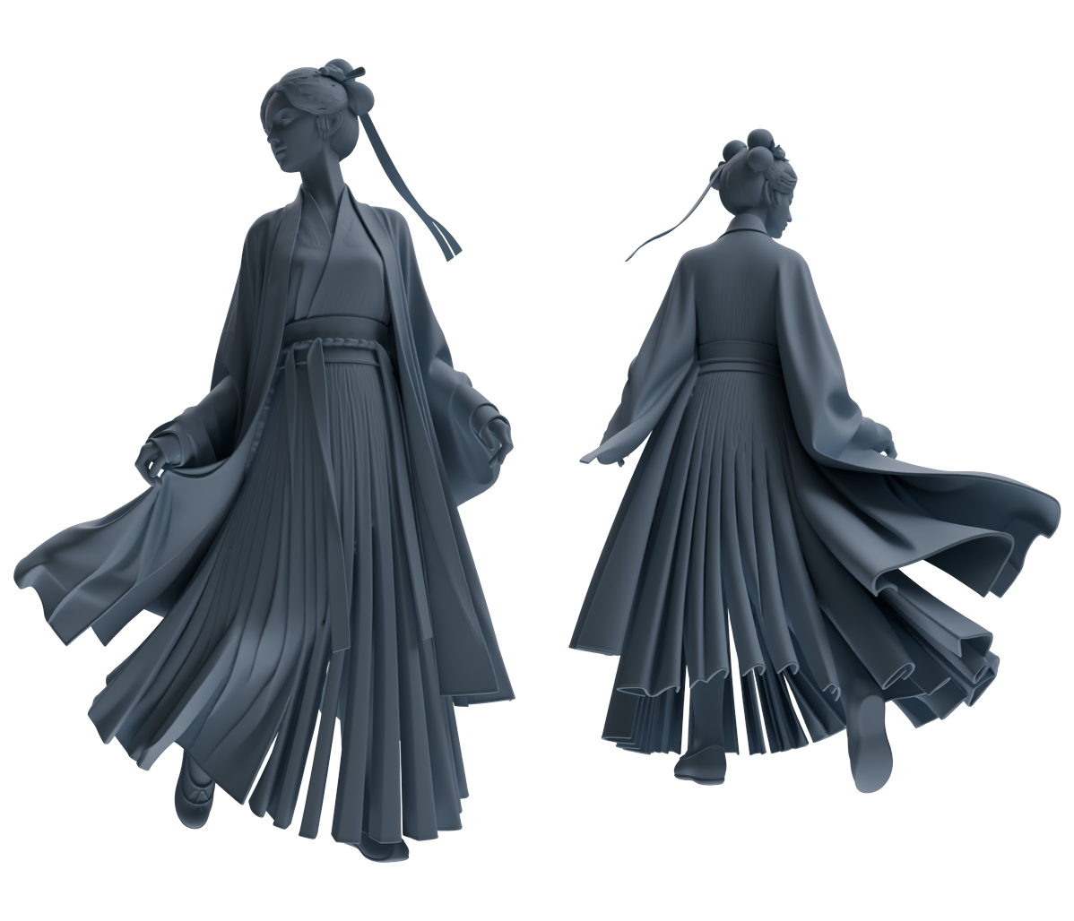 Detail view of MRY-SFW LYTR890 Ancient Hanfu Woman Figure Modern Model 3 pcs Model
