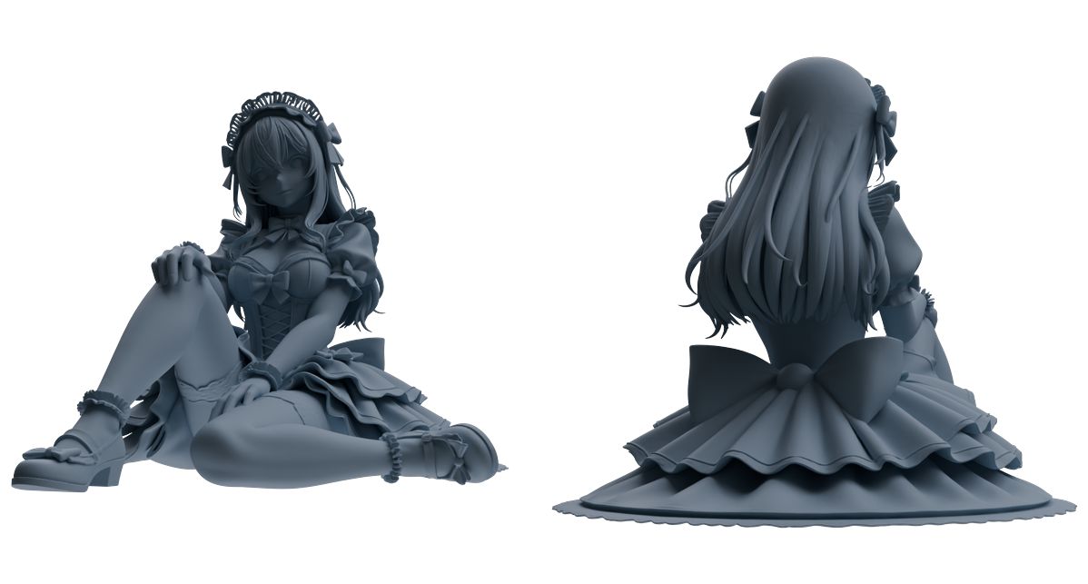Detail view of MRY-SFW LYTR870 Multi-pose Maid Girl Figure Modern Model 3 pcs Model