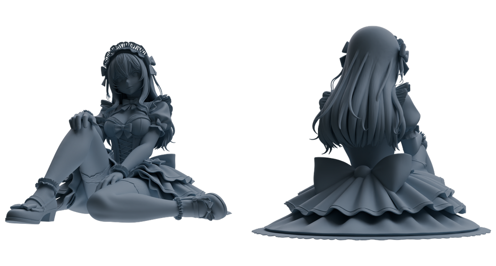 Detail view of MRY-SFW LYTR870 Multi-pose Maid Girl Figure Modern Model 3 pcs Model