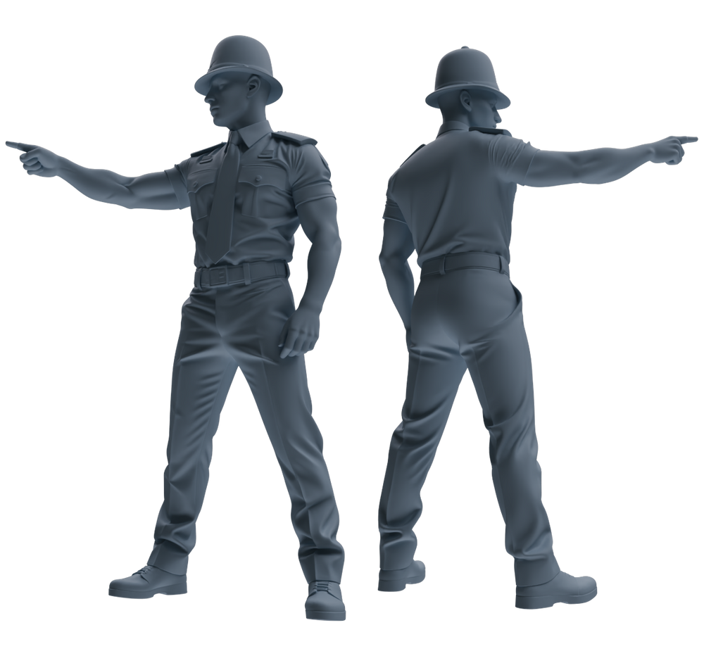 Detail view of MRY-SFW LYGR798 Modern British Police Six-Person Scolding Group Model