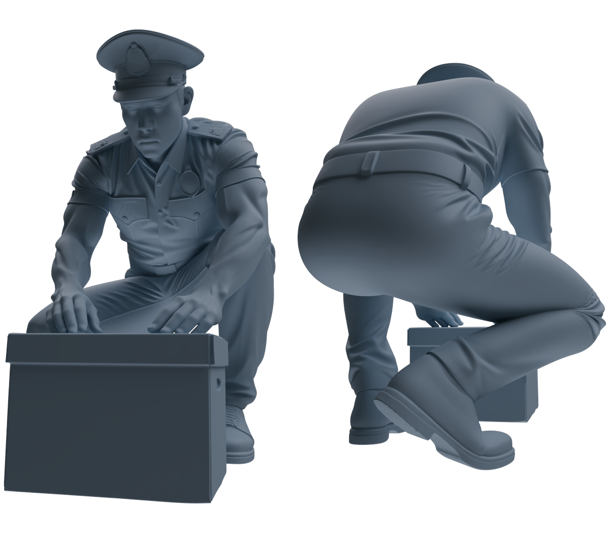 Detail view of MRY-SFW LYGR772 Modern Hong Kong Police Six-Person Combat Readiness Group Model