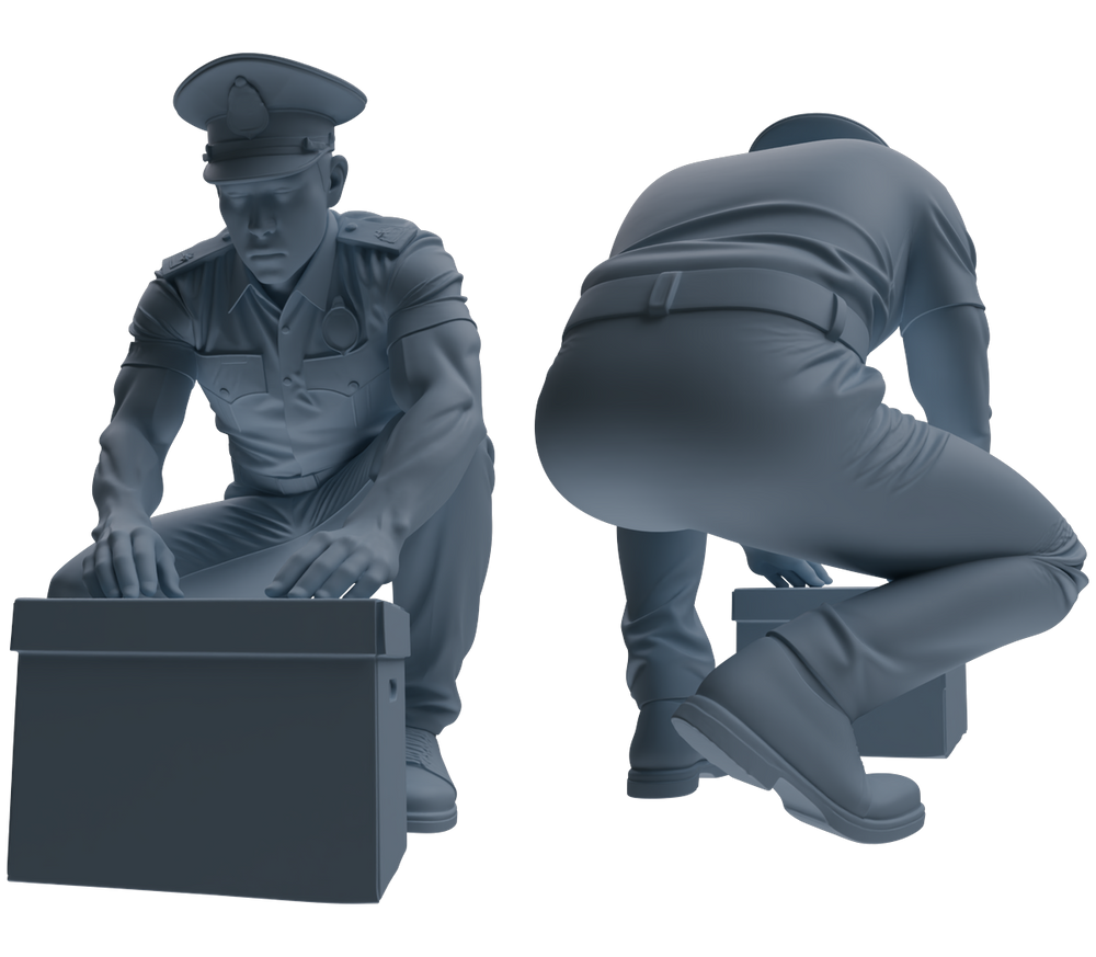 Detail view of MRY-SFW LYGR772 Modern Hong Kong Police Six-Person Combat Readiness Group Model