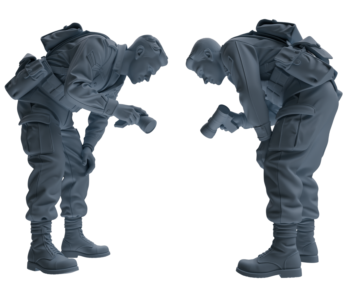 MRY-SFW SSTR193 Miniatures Soldier Model Kit Recon Communication Soldier Pose Modern Model 3 pcs