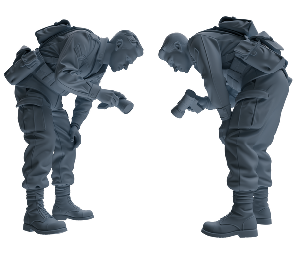 MRY-SFW SSTR193 Miniatures Soldier Model Kit Recon Communication Soldier Pose Modern Model 3 pcs