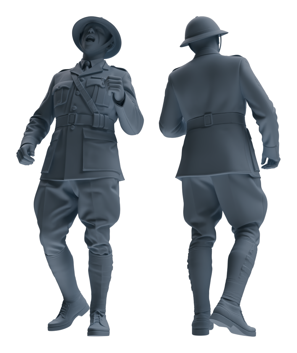 Detail view of MRY-SFW LYGR603 Historical WWII British Army Six-Person Dancing Group Model