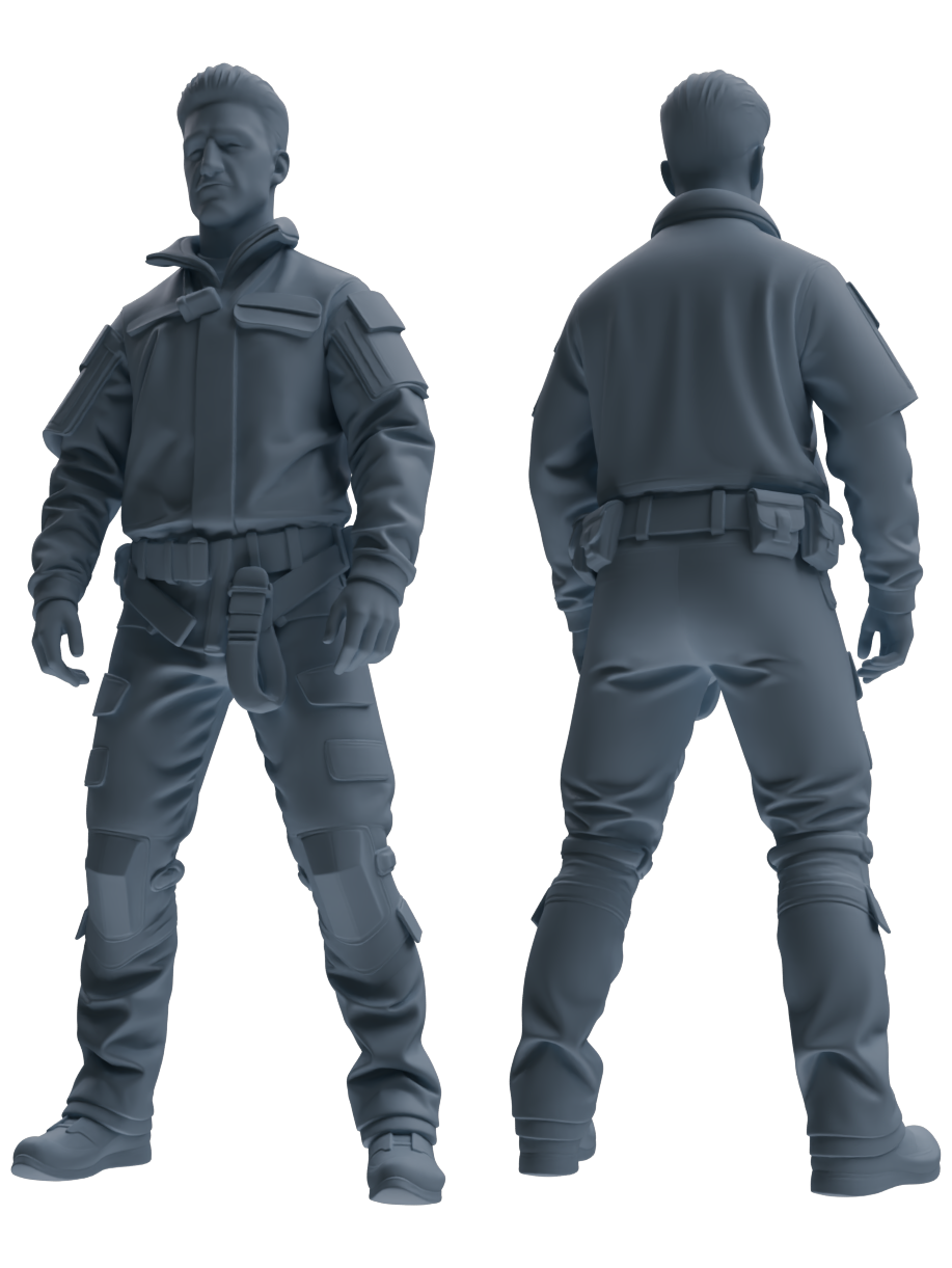 Detail view of MRY-SFW LYGR689 Modern U.S. Military Six-Person Daily Routine Model