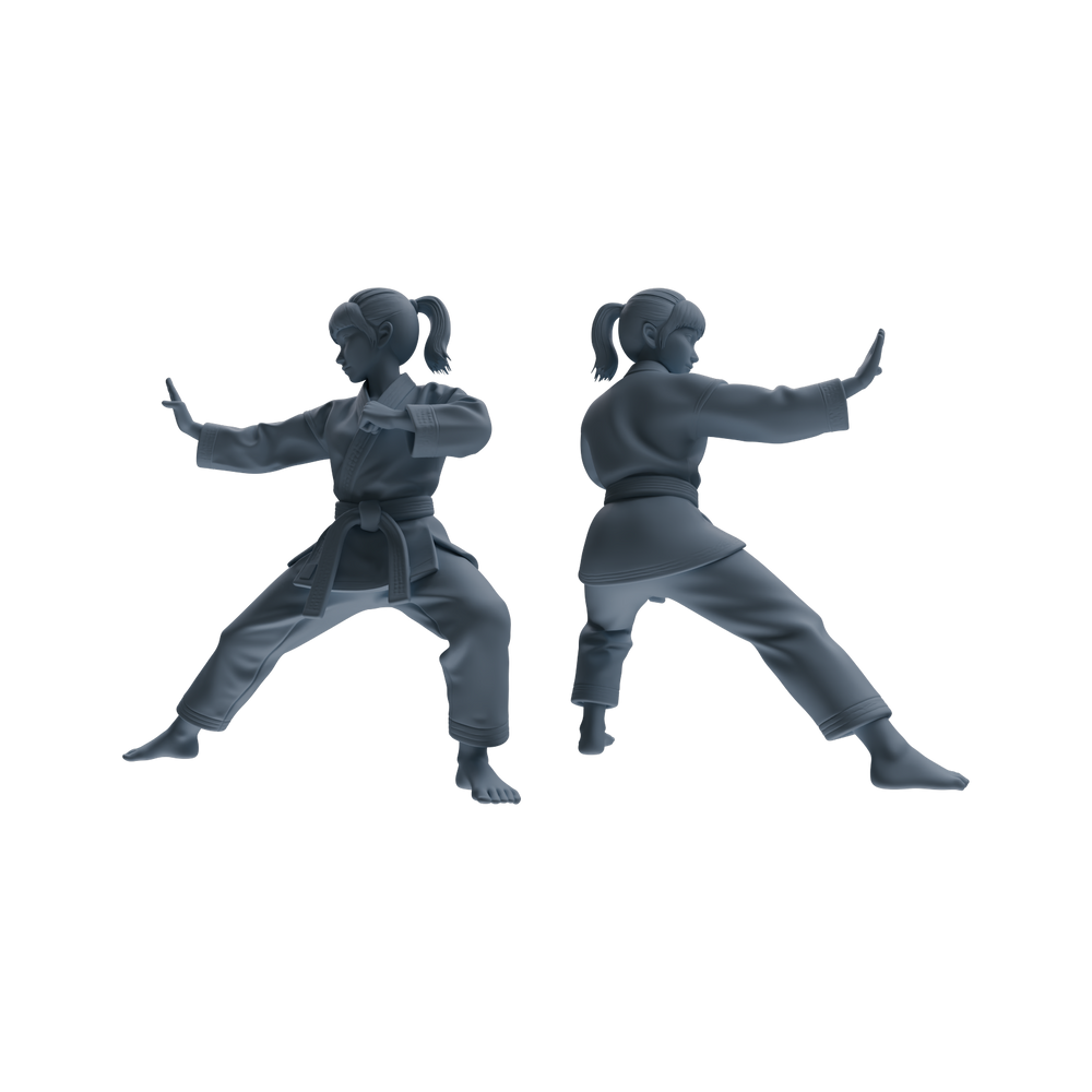 Detail view of MRY-SFW LYTR814 Karate Child Athlete Figure Modern Model 4 pcs Miniature Car Diorama Figures Scene Props Accessories Resin Model