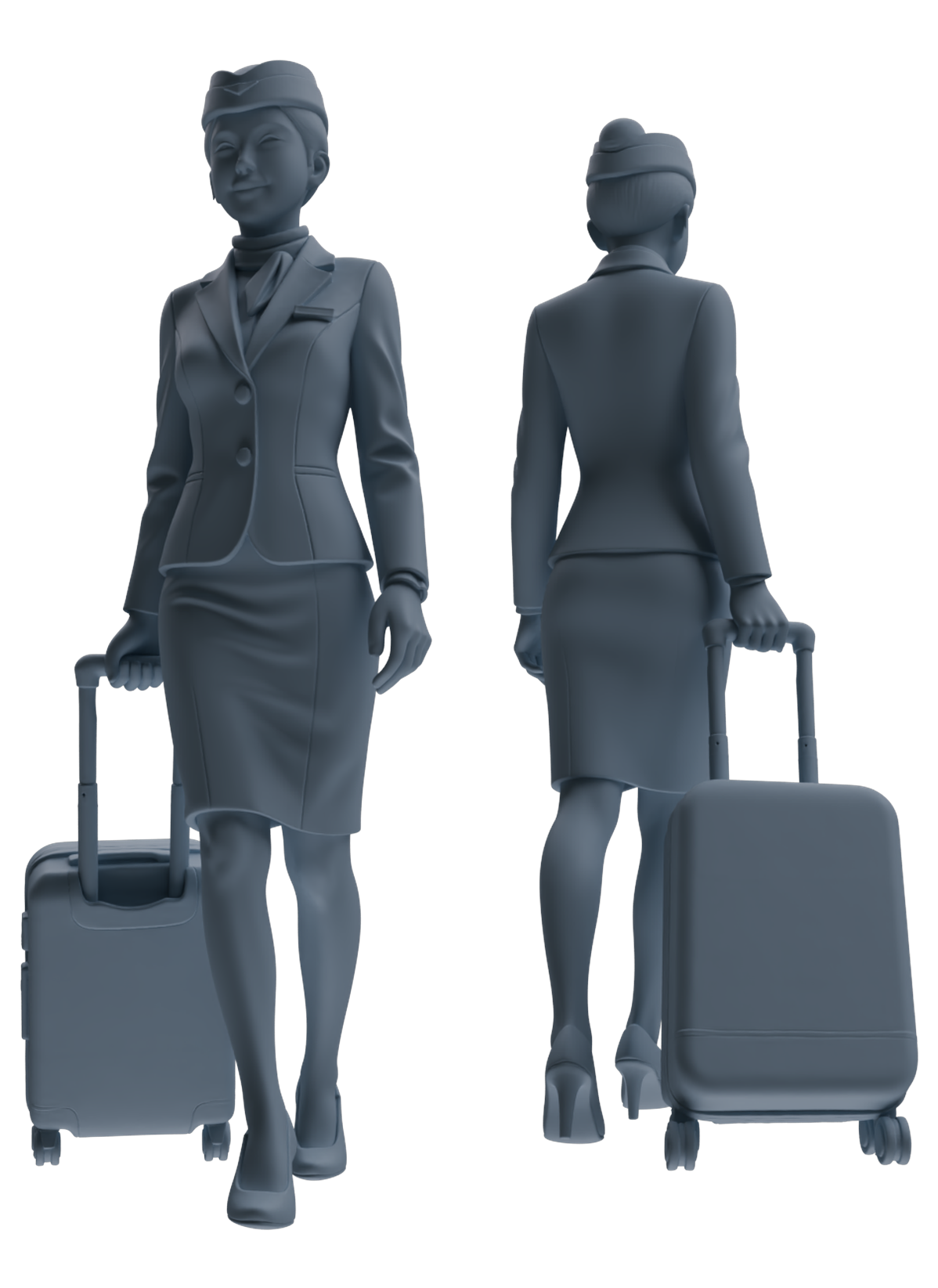 Detail view of MRY-SFW LYTR862 Flight Attendant Service Pose Woman Figure Modern Model 4 pcs Miniature Car Diorama Figures Scene Props Accessories Resin Model