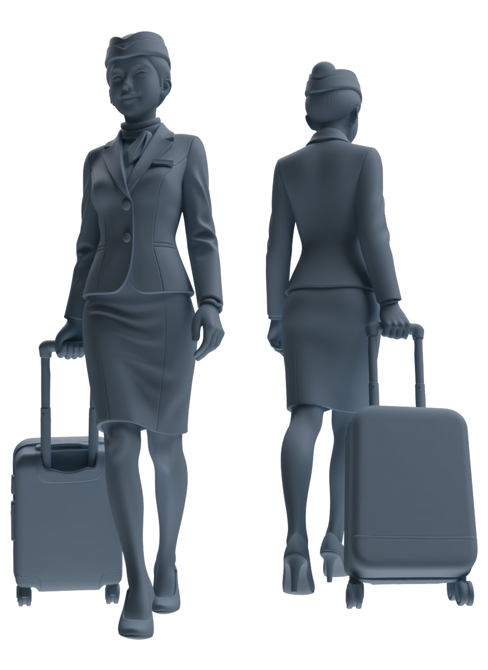 Detail view of MRY-SFW LYTR862 Flight Attendant Service Pose Woman Figure Modern Model 4 pcs Miniature Car Diorama Figures Scene Props Accessories Resin Model