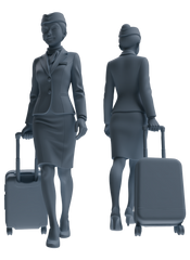 Detail view of MRY-SFW LYTR862 Flight Attendant Service Pose Woman Figure Modern Model 4 pcs Miniature Car Diorama Figures Scene Props Accessories Resin Model