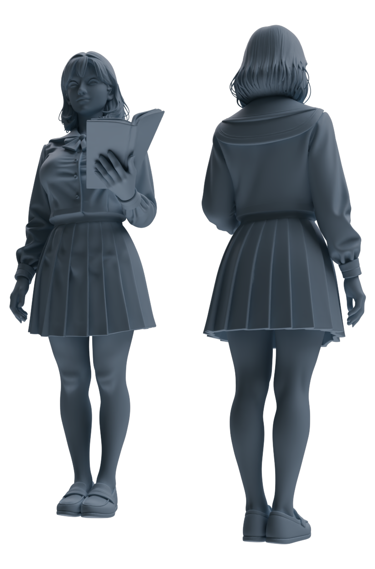 Detail view of MRY-SFW LYTR848 JK Uniform School Girl Figure Modern Model 4 pcs Miniature Car Diorama Figures Scene Props Accessories Resin Model