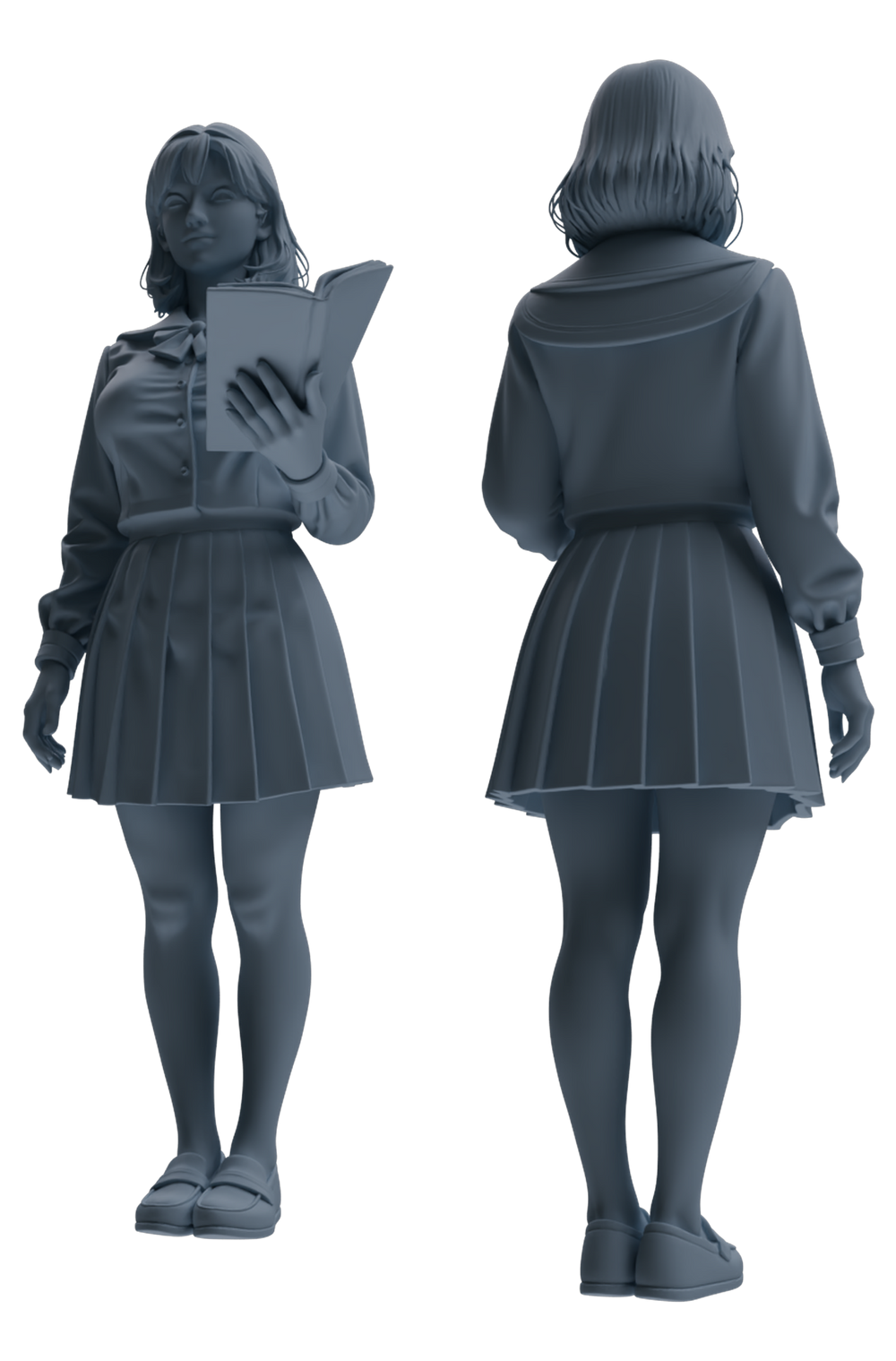 Detail view of MRY-SFW LYTR848 JK Uniform School Girl Figure Modern Model 4 pcs Miniature Car Diorama Figures Scene Props Accessories Resin Model