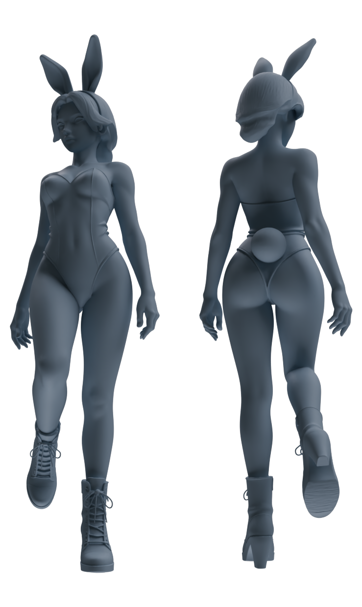 Detail view of MRY-SFW LYTR887 Bunny Girl Figure Modern Model 4 pcs Model
