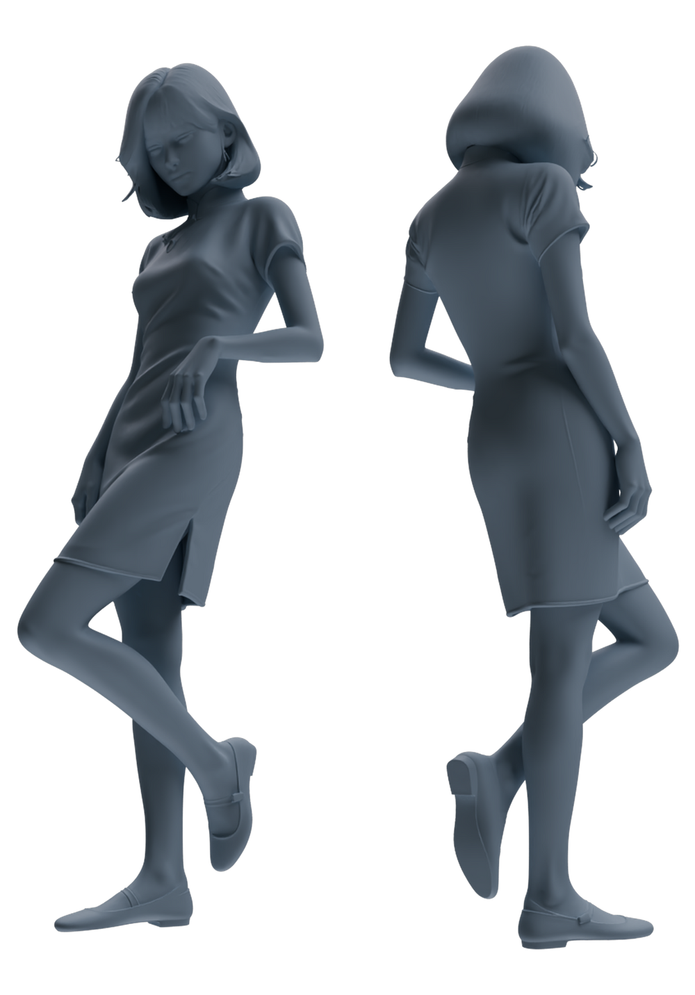 Detail view of MRY-SFW LYTR894 Republic of China Style Qipao Woman Figure Modern Model 3 pcs Model