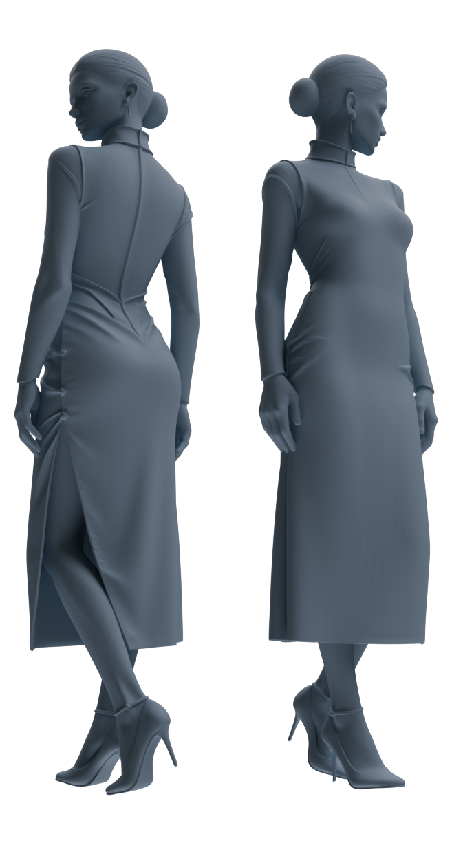 Detail view of MRY-SFW LYTR869 Modified Cheongsam Woman Figure Modern Model 3 pcs Model