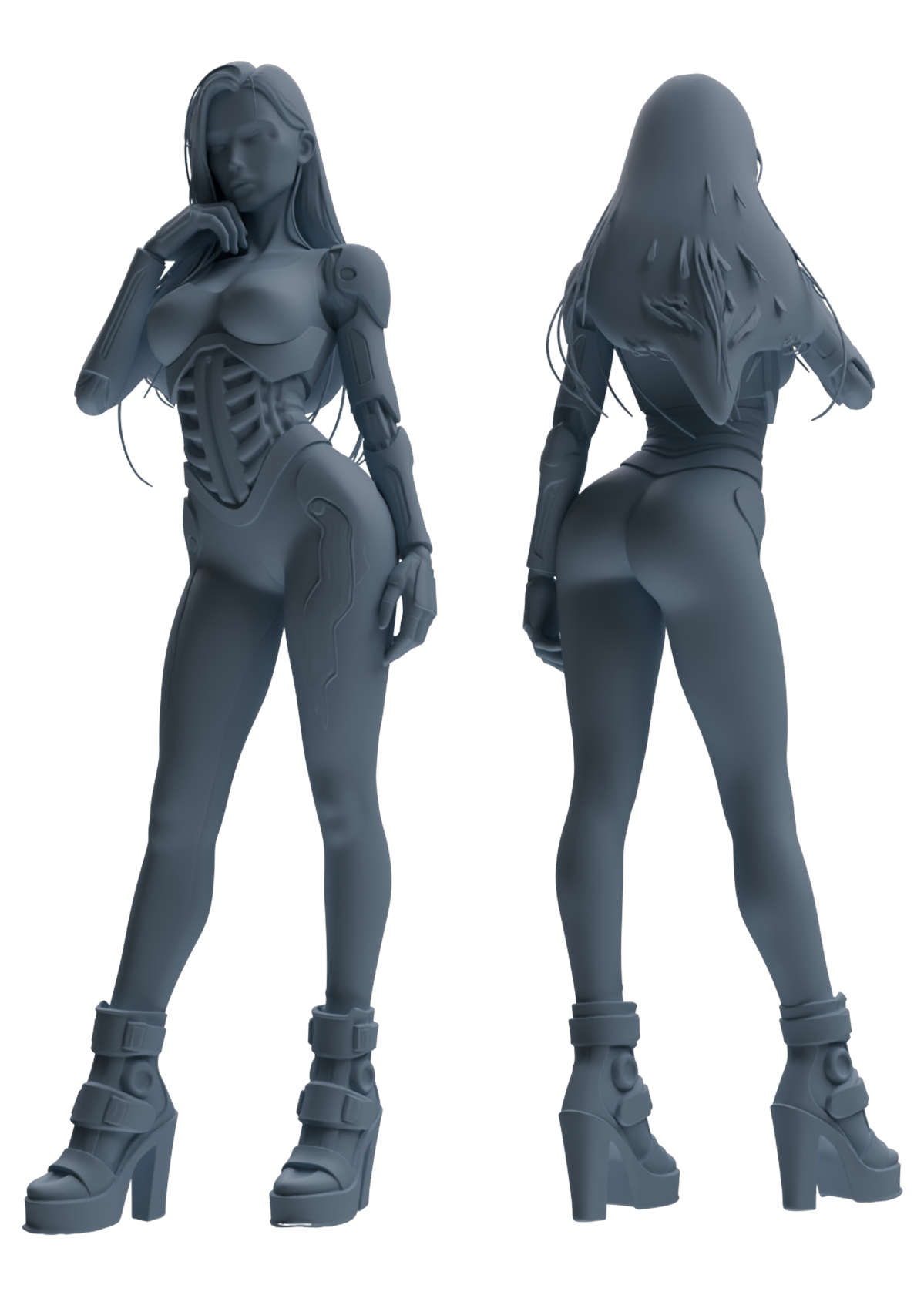 Detail view of MRY-SFW LYTR867 Cyber Modified Woman Figure Modern Model 4 pcs Model