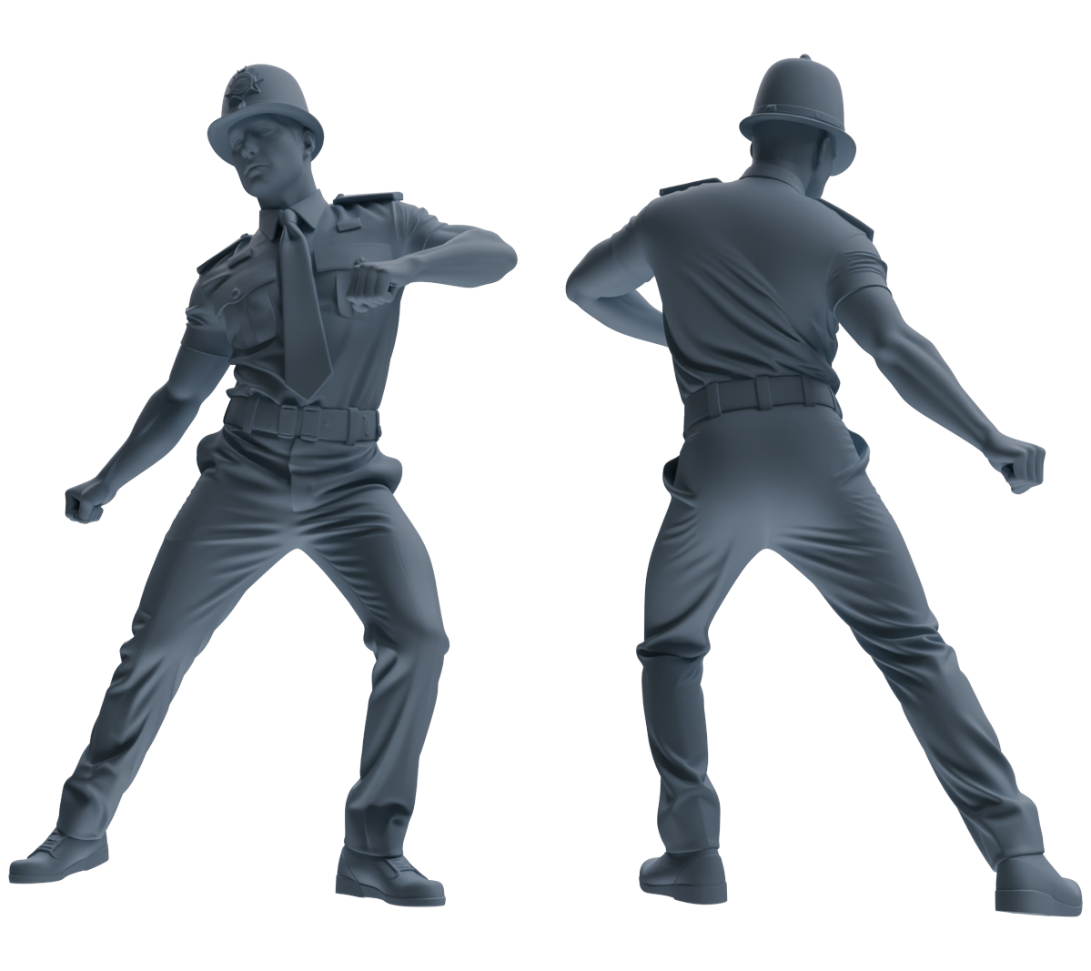 Detail view of MRY-SFW LYGR807 Modern British Police Six-Person Dancing Group Model