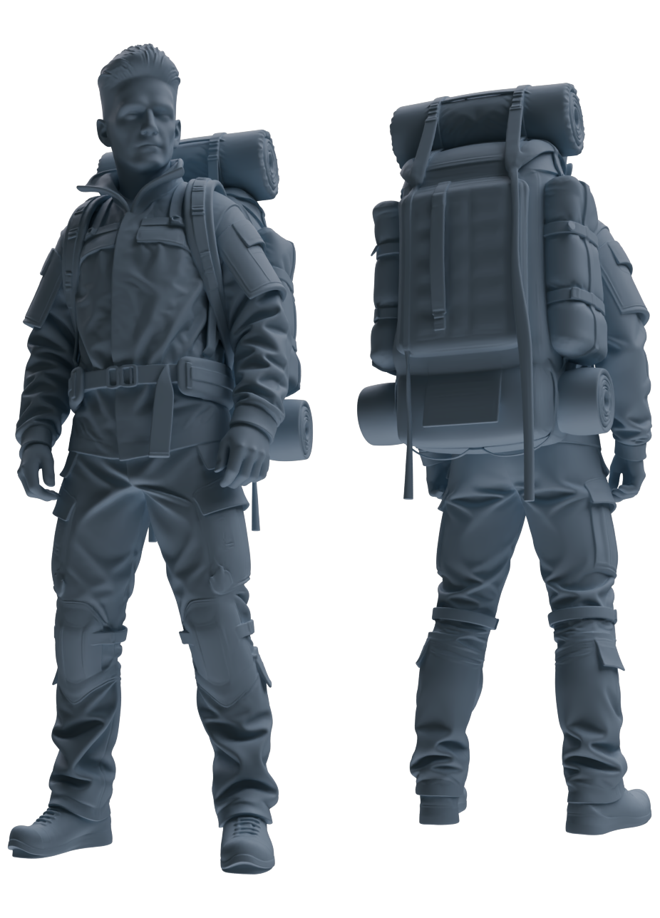 Detail view of MRY-SFW LYGR693 Modern U.S. Military Six-Person Hiking Group Model
