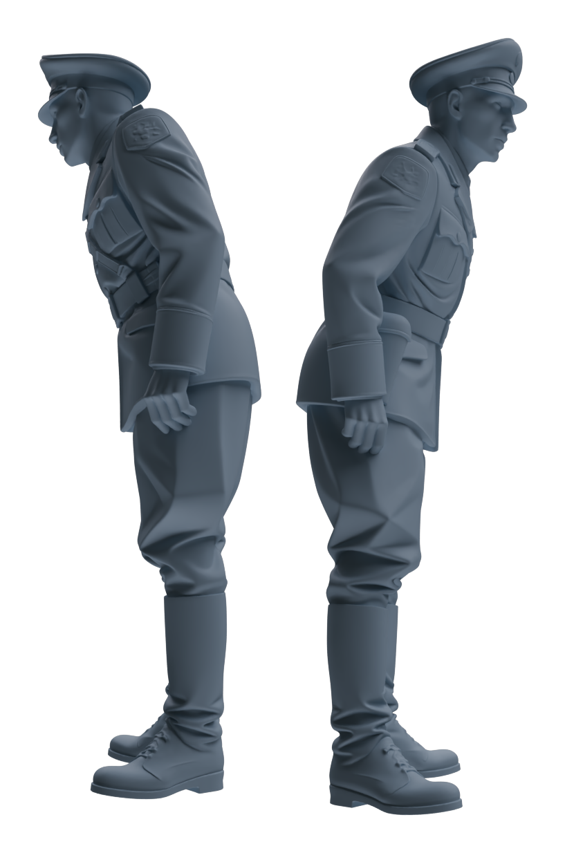 Detail view of MRY-SFW LYGR584 WWII French Army Six-Person Daily Routine 2 Model