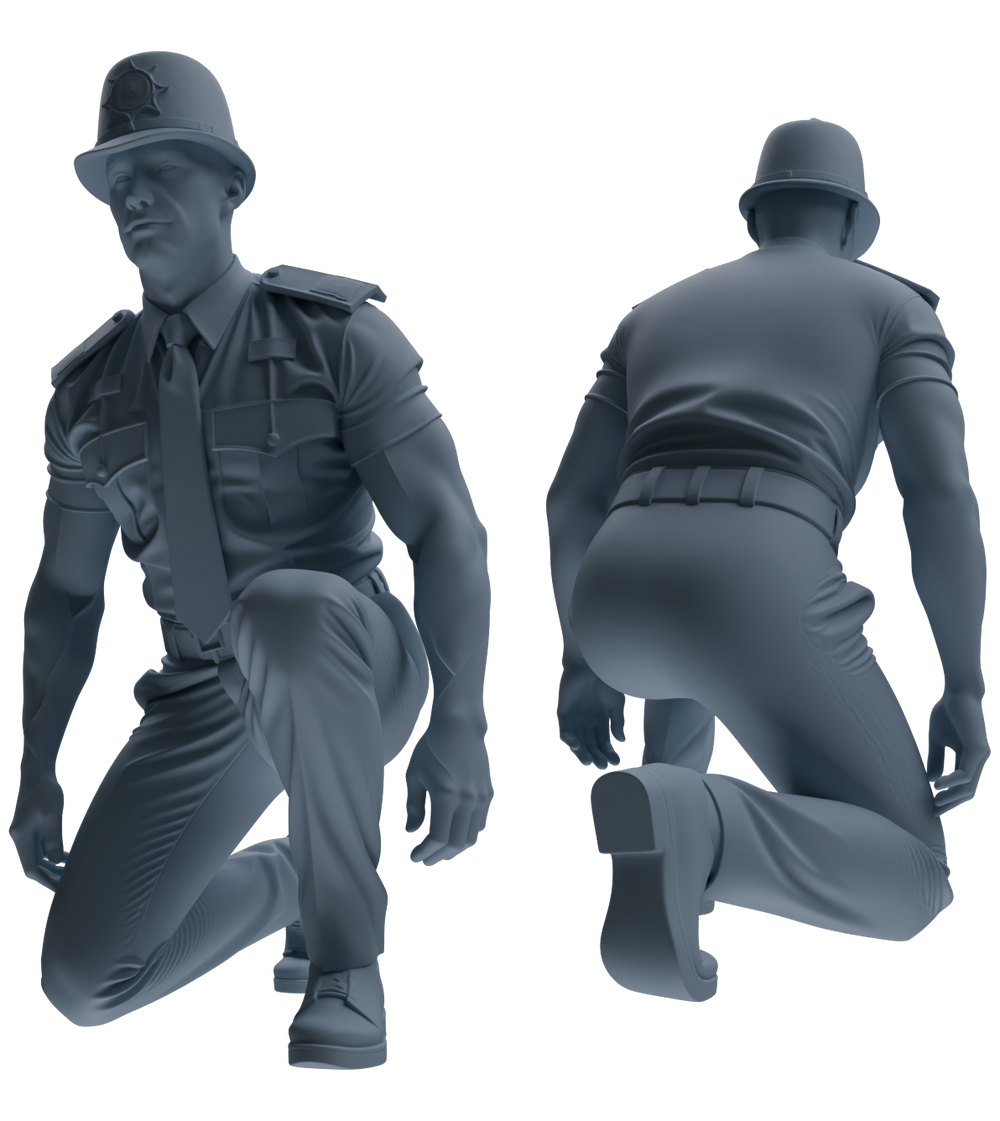 Detail view of MRY-SFW LYGR806 Modern British Police Six-Person Punishment Group Model
