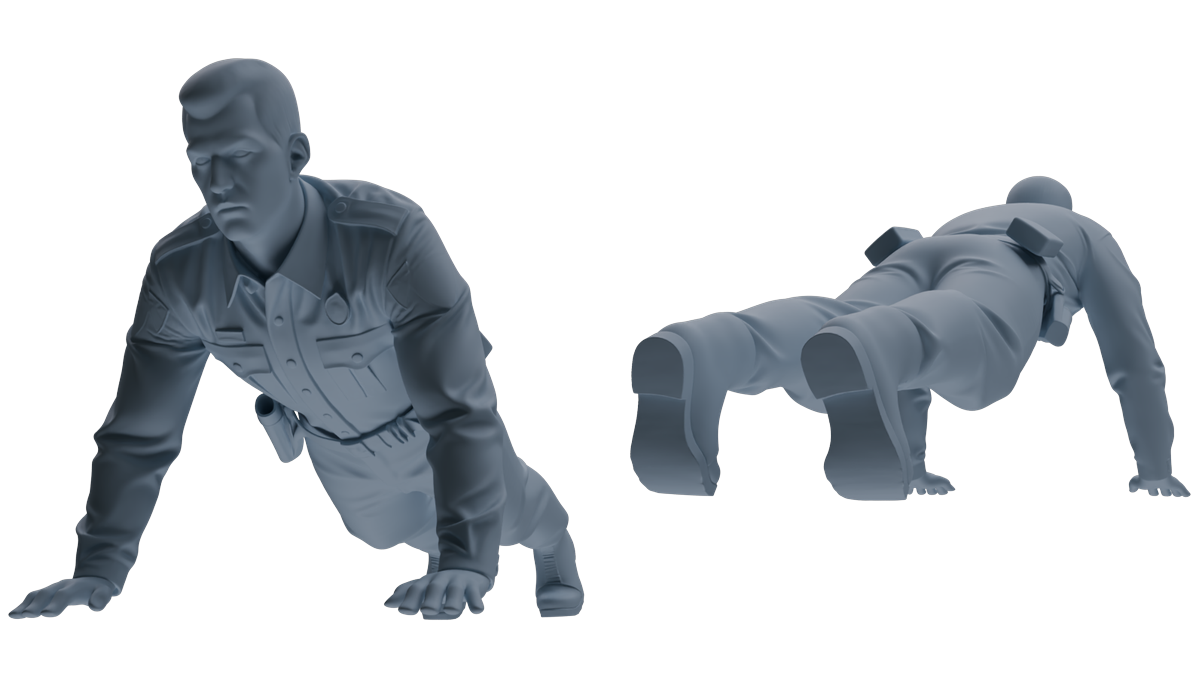 Detail view of MRY-SFW LYGR680 Los Angeles Patrol Police Six-Person Training Group Model