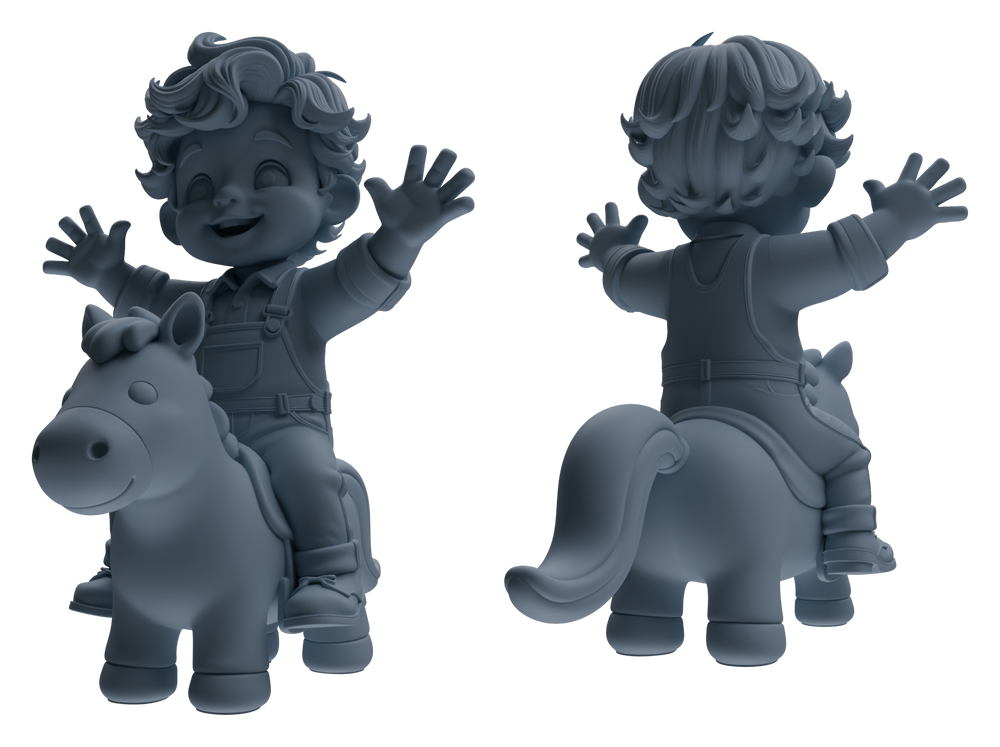Detail view of MRY-SFW LYTR920 Cartoon Farm Boy Multi-pose Modern Model 3 pcs Model