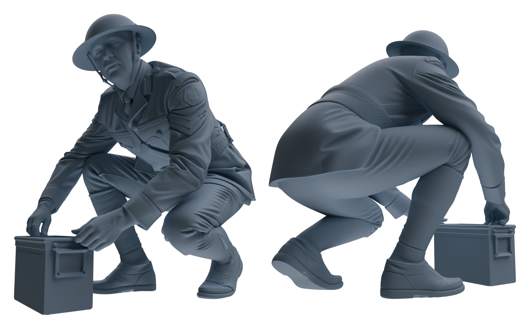 Detail view of MRY-SFW LYGR604 Historical WWII British Army Six-Person Combat Readiness Group Model