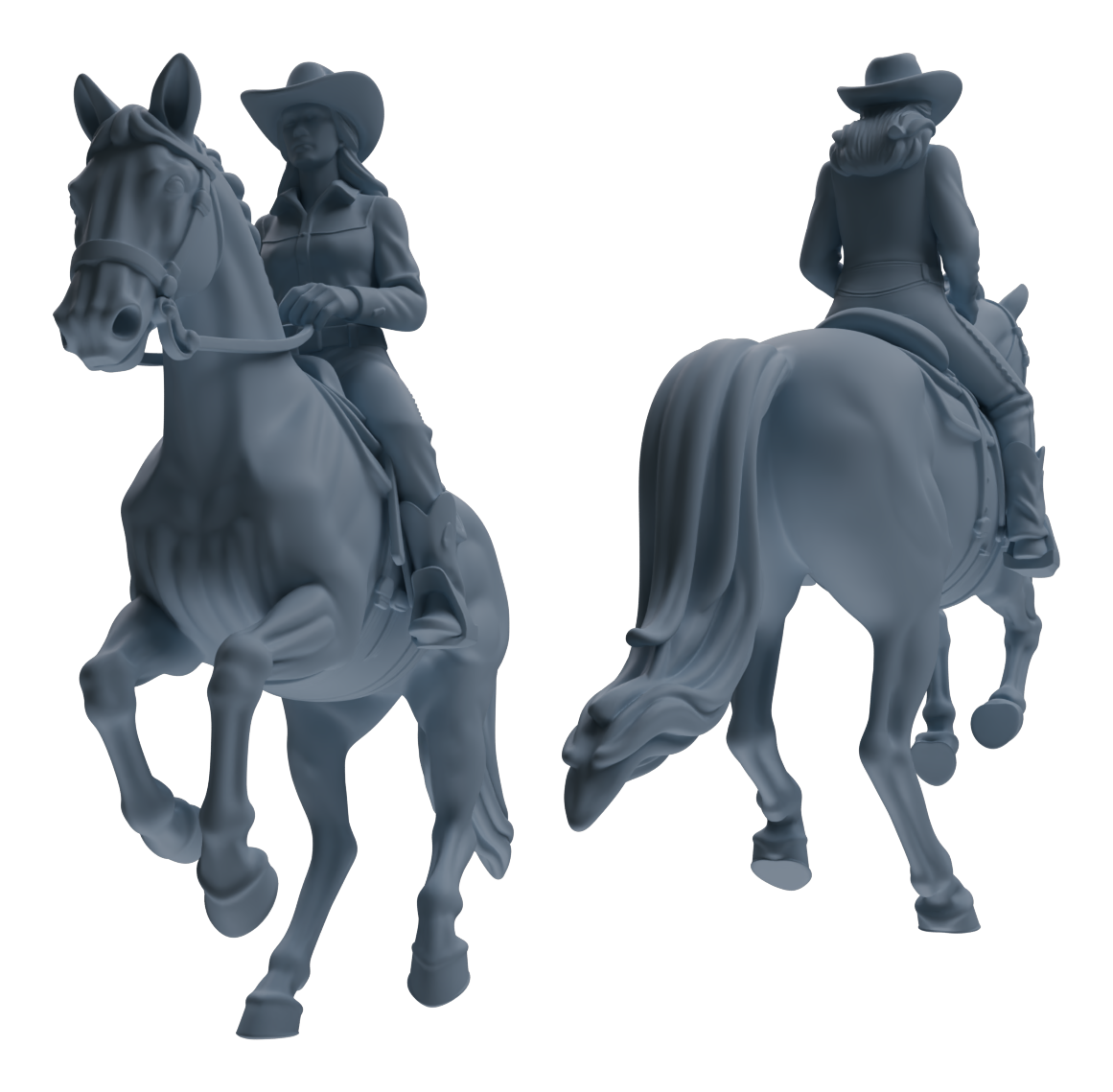 Detail view of MRY-SFW LYTR911 Cowgirl with Horse Modern Model 4 pcs Model