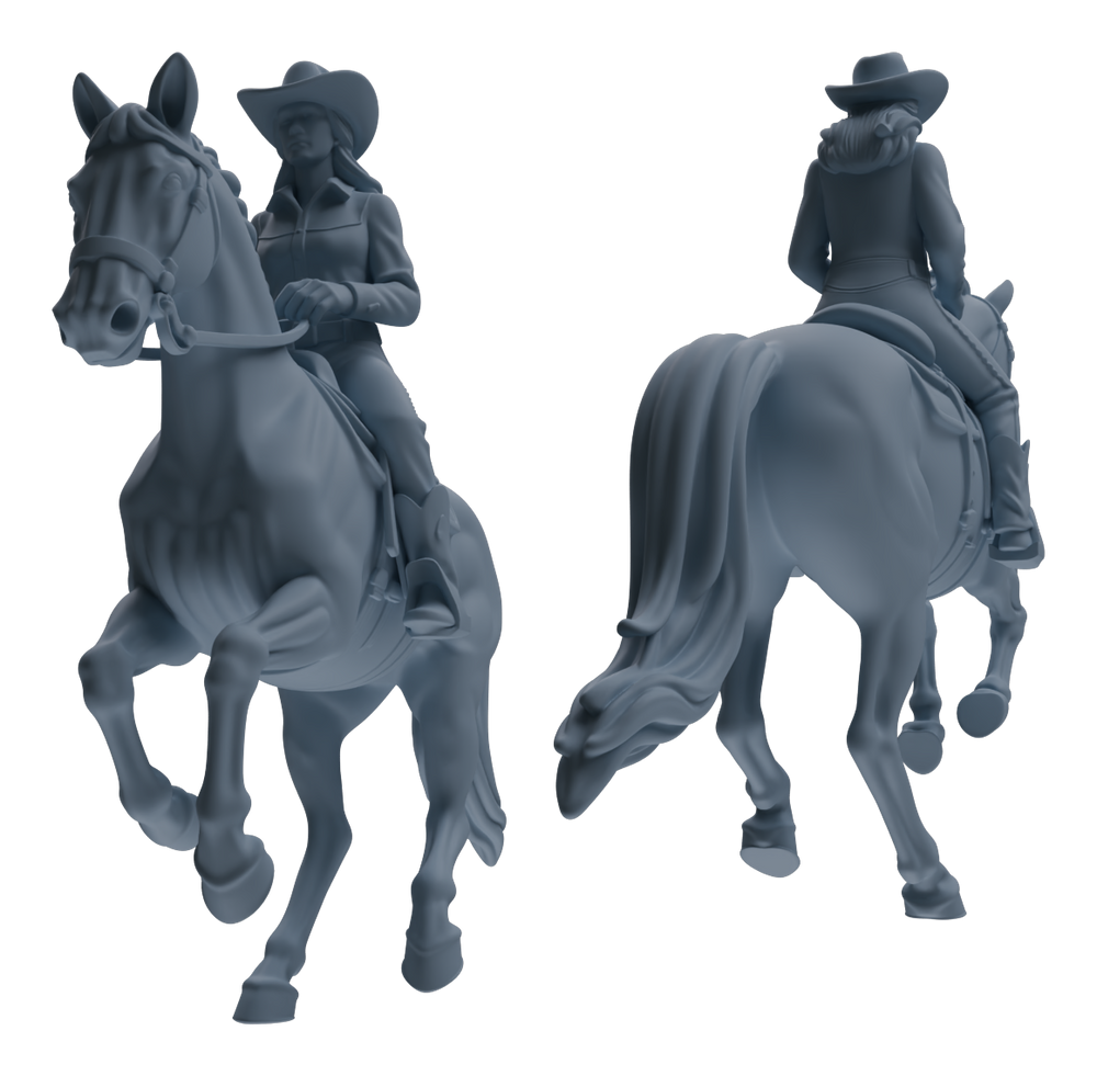 Detail view of MRY-SFW LYTR911 Cowgirl with Horse Modern Model 4 pcs Model