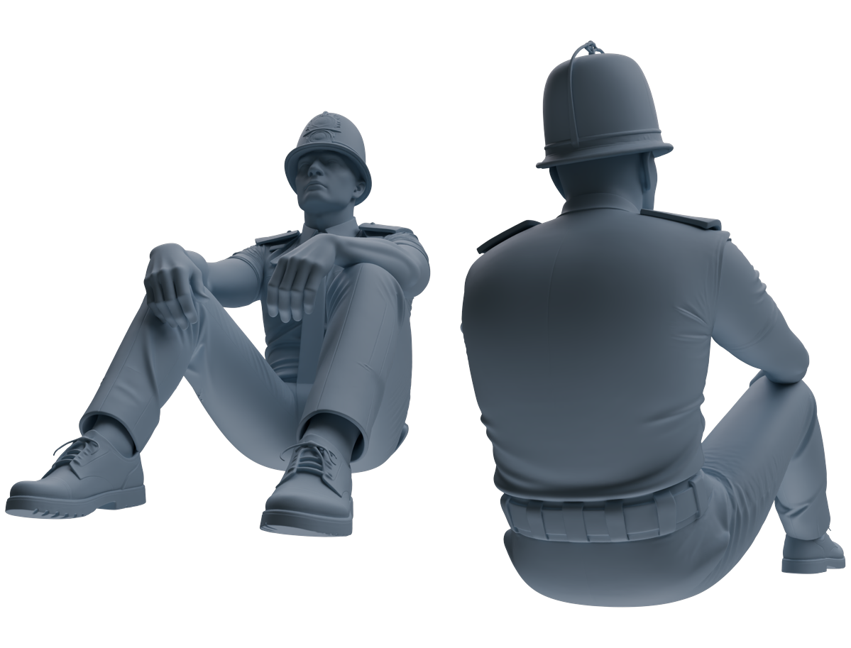 Detail view of MRY-SFW LYGR808 Modern British Police Seven-Person Rest Group Model