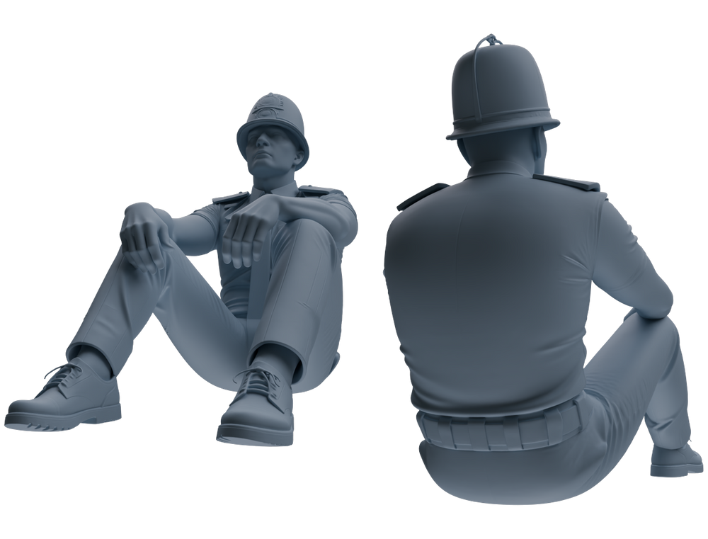 Detail view of MRY-SFW LYGR808 Modern British Police Seven-Person Rest Group Model