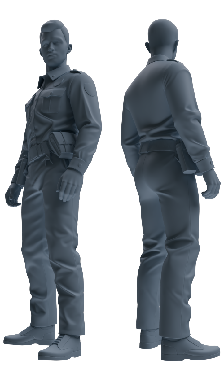 Detail view of MRY-SFW LYGR674 Los Angeles Patrol Police Six-Person Daily Routine Model