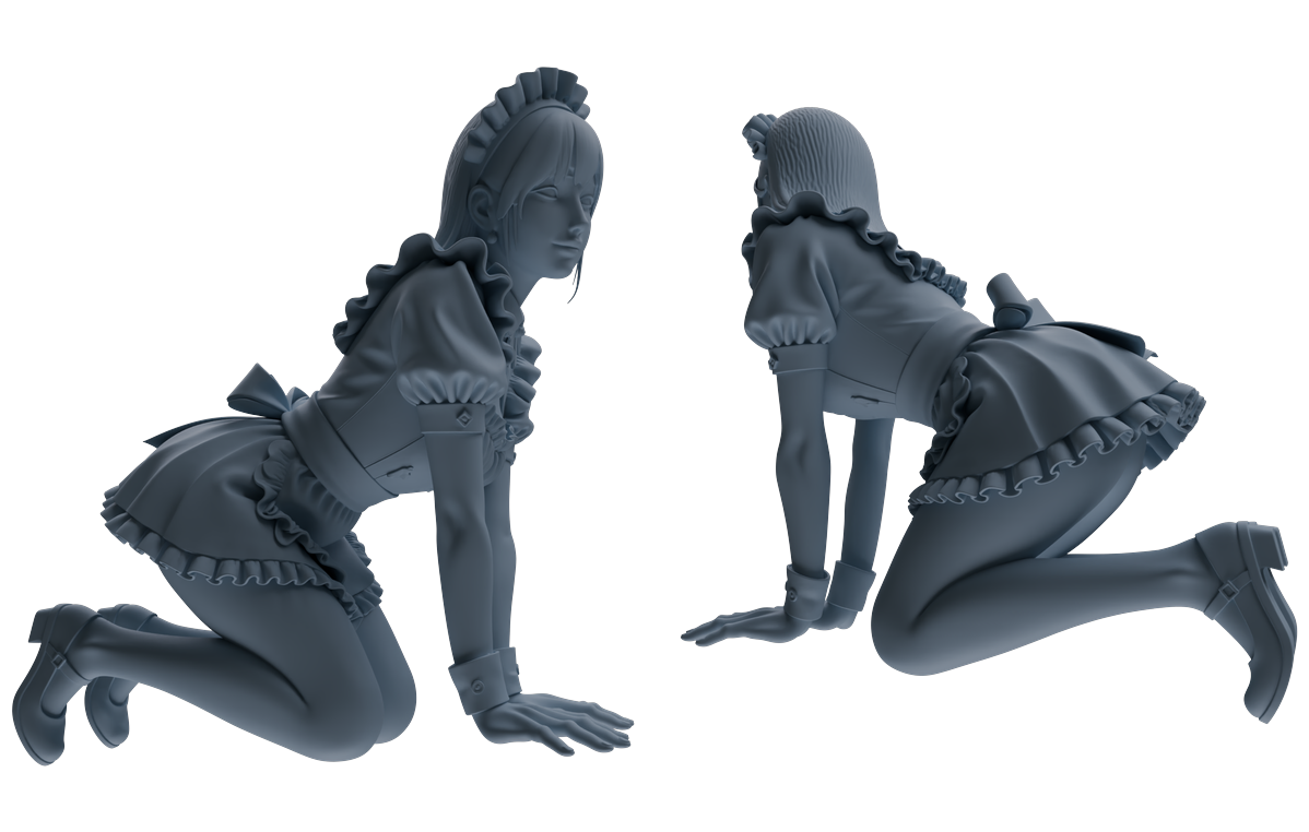 Detail view of MRY-SFW LYTR877 Multi-pose Maid Girl Figure Modern Model 3 pcs Model