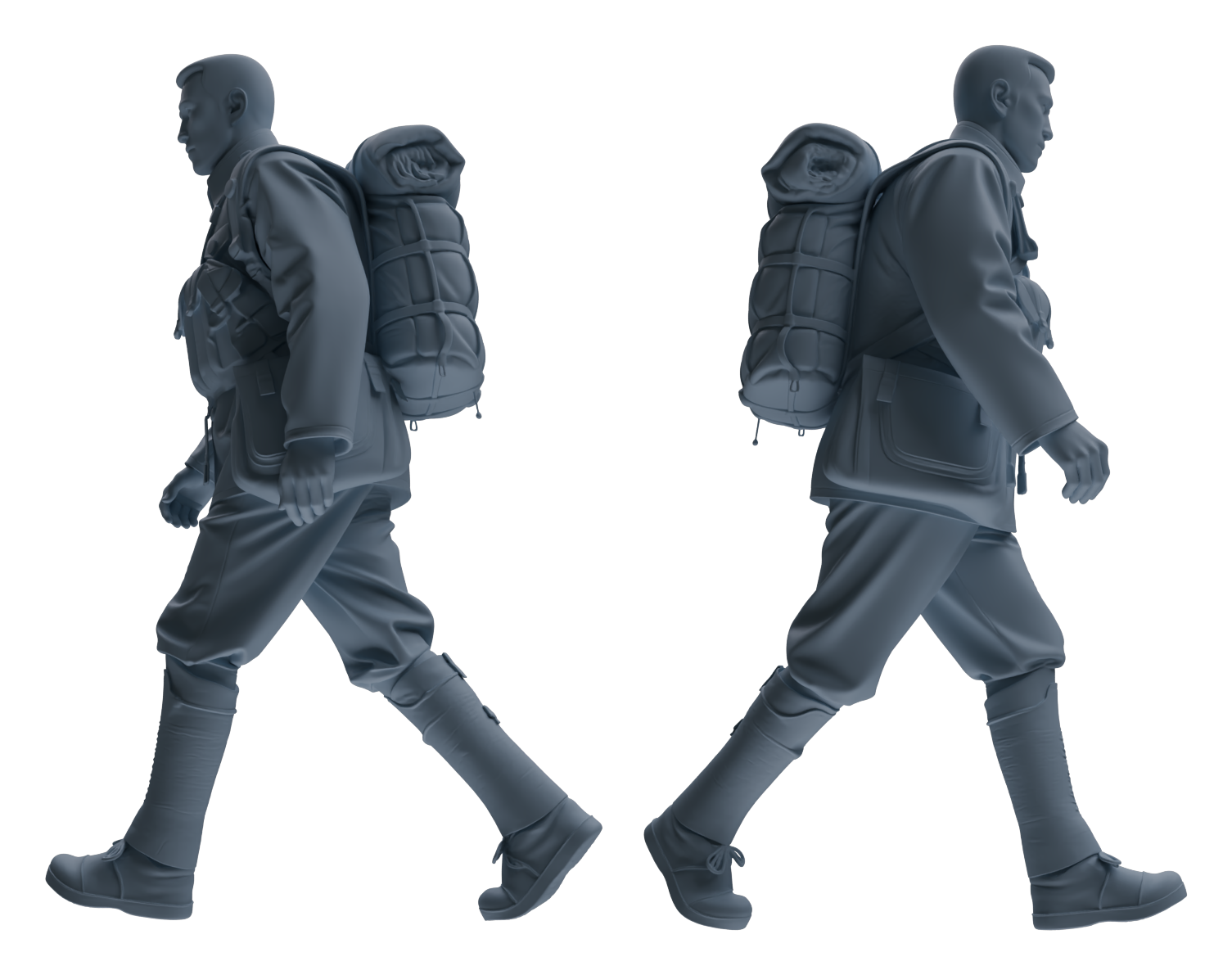 Detail view of MRY-SFW LYGR605 Historical People's Liberation Army Six-Person Carrying Group Model