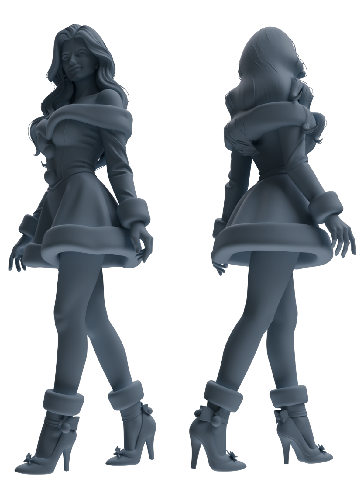 Detail view of MRY-SFW LYTR881 Christmas Style Girl Figure Modern Model 4 pcs Model